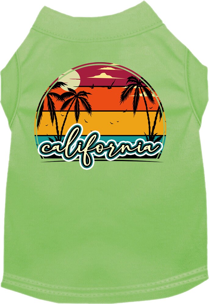 Pet Dog & Cat Screen Printed Shirt for Small to Medium Pets (Sizes XS-XL), "California Retro Beach Sunset"