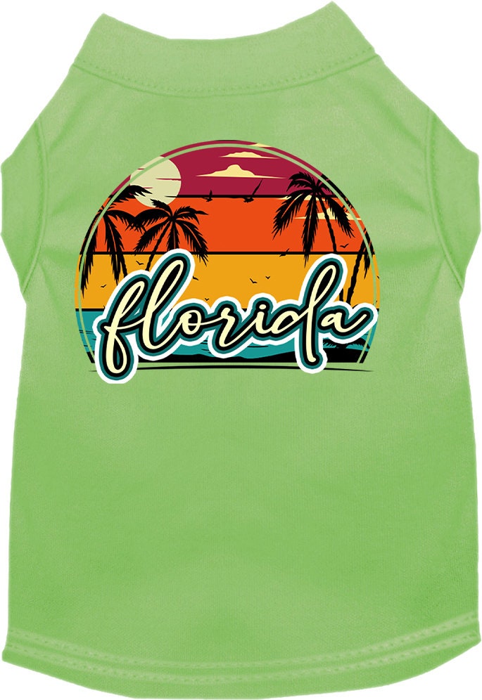 Camiseta serigrafiada para perros y gatos, para mascotas pequeñas y medianas (tallas XS a XL), "Florida Retro Beach Sunset"