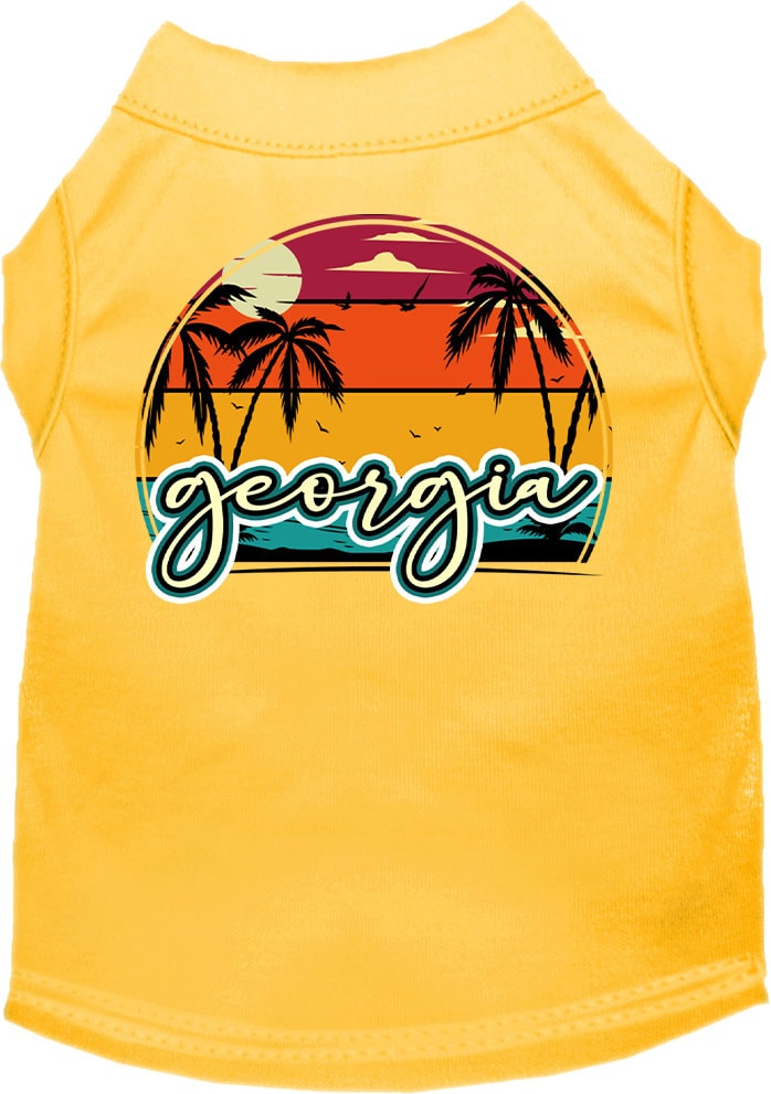 Camiseta serigrafiada para perros y gatos, para mascotas pequeñas y medianas (tallas XS a XL), "Georgia Retro Beach Sunset"