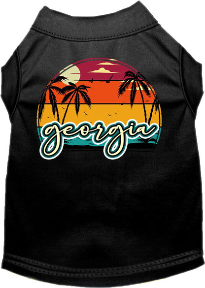 Camiseta serigrafiada para perros y gatos, para mascotas pequeñas y medianas (tallas XS a XL), "Georgia Retro Beach Sunset"