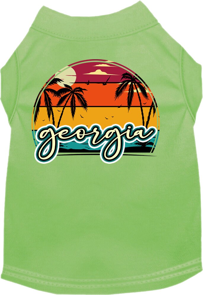 Camiseta serigrafiada para perros y gatos, para mascotas pequeñas y medianas (tallas XS a XL), "Georgia Retro Beach Sunset"