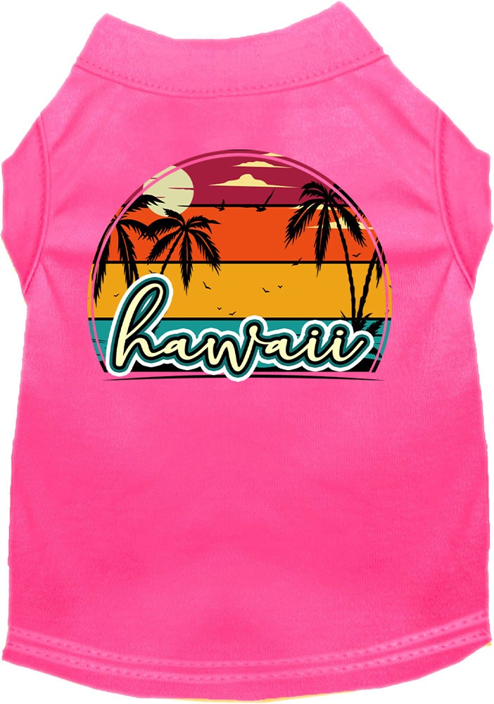 Pet Dog & Cat Screen Printed Shirt for Medium to Large Pets (Sizes 2XL-6XL), "Hawaii Retro Beach Sunset"