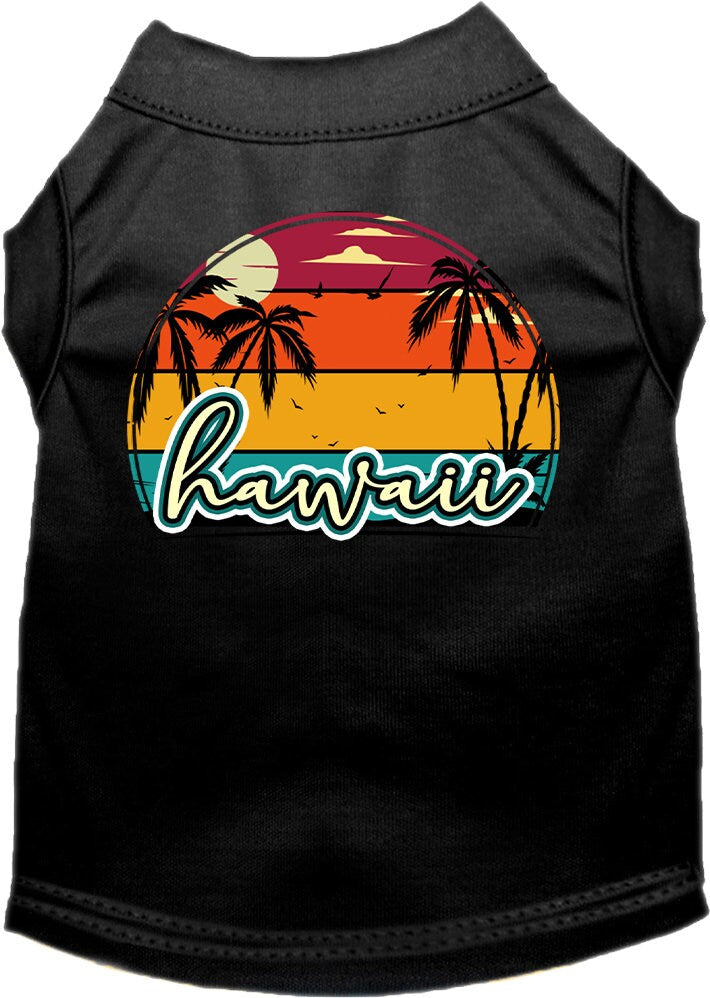 Camiseta serigrafiada para perros y gatos, para mascotas pequeñas y medianas (tallas XS a XL), "Hawaii Retro Beach Sunset"