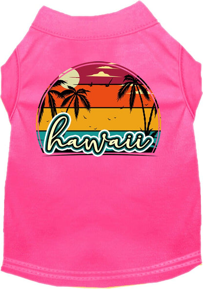 Camiseta serigrafiada para perros y gatos, para mascotas pequeñas y medianas (tallas XS a XL), "Hawaii Retro Beach Sunset"