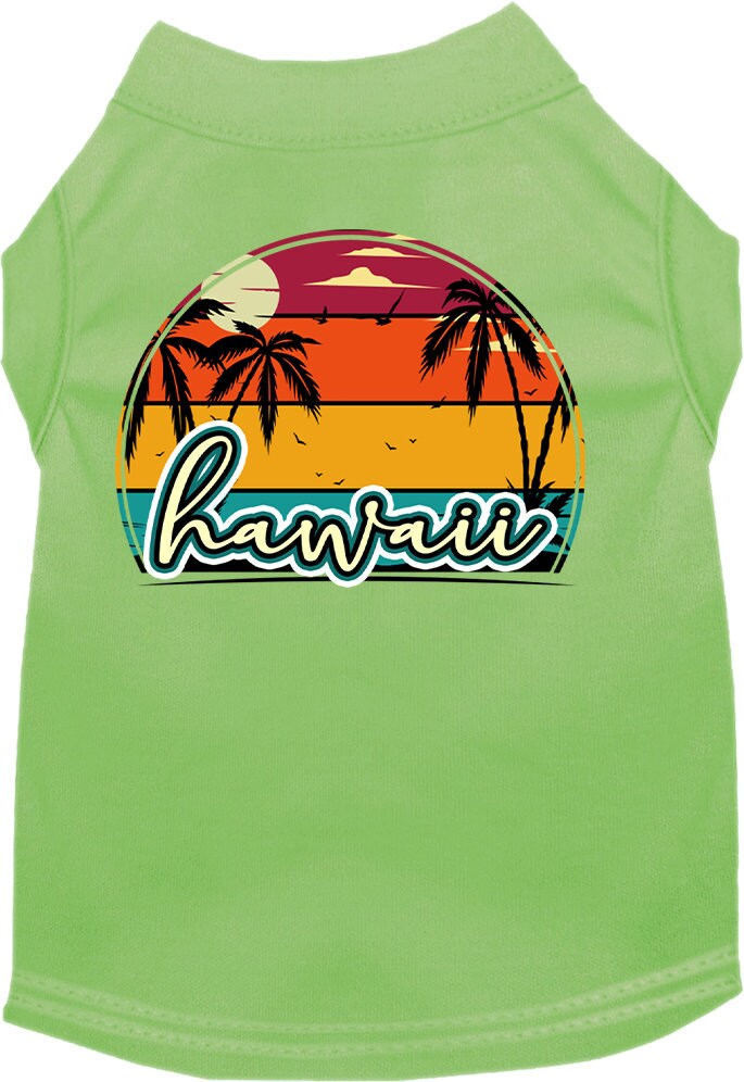 Camiseta serigrafiada para perros y gatos, para mascotas pequeñas y medianas (tallas XS a XL), "Hawaii Retro Beach Sunset"