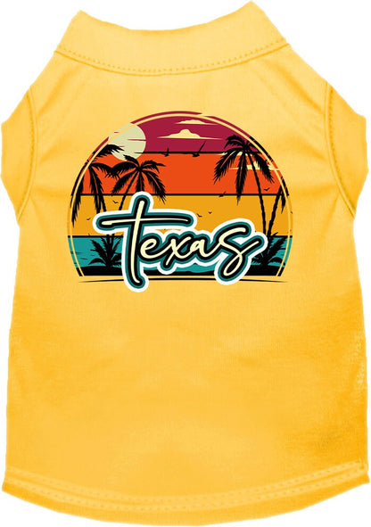 Camiseta serigrafiada para perros y gatos, para mascotas pequeñas y medianas (tallas XS a XL), "Texas Retro Beach Sunset"