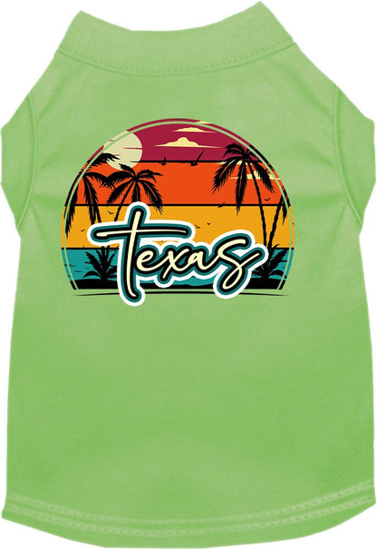 Camiseta serigrafiada para perros y gatos, para mascotas pequeñas y medianas (tallas XS a XL), "Texas Retro Beach Sunset"