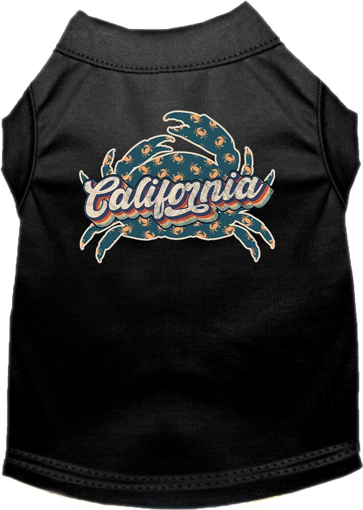 Pet Dog & Cat Screen Printed Shirt for Small to Medium Pets (Sizes XS-XL), "California Retro Crabs"