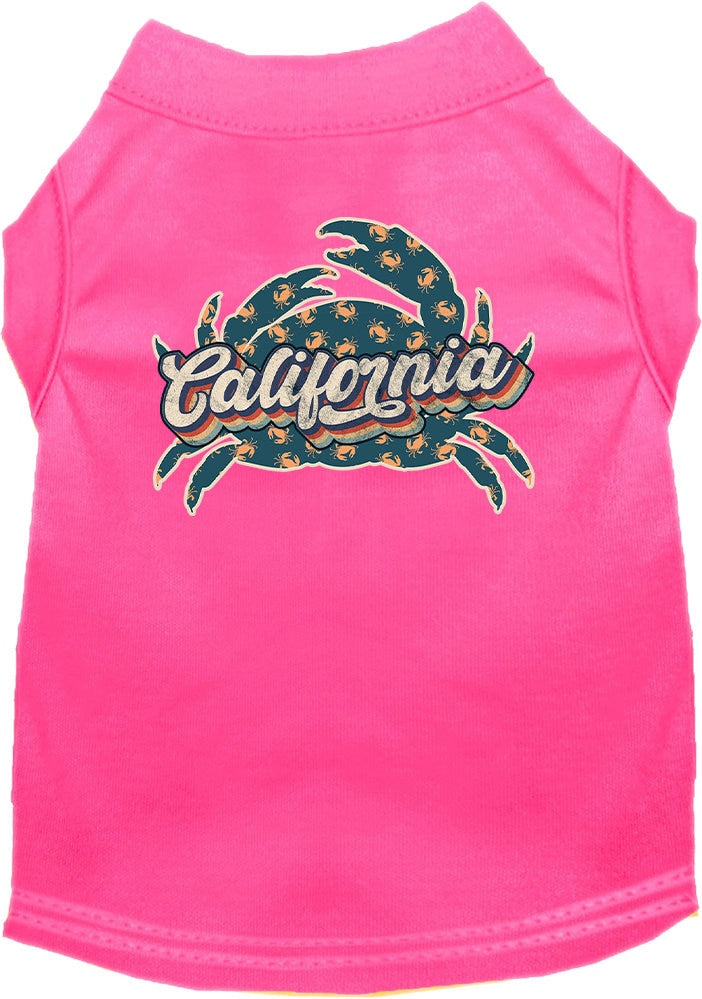 Pet Dog & Cat Screen Printed Shirt for Small to Medium Pets (Sizes XS-XL), "California Retro Crabs"