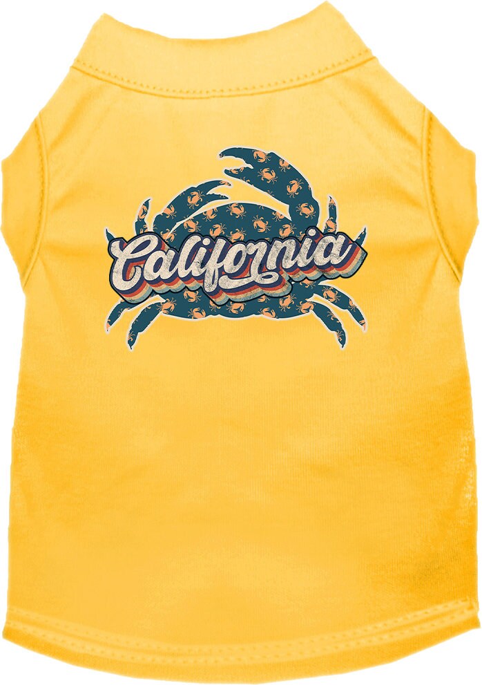 Pet Dog & Cat Screen Printed Shirt for Medium to Large Pets (Sizes 2XL-6XL), "California Retro Crabs"