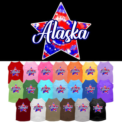 Pet Dog & Cat Screen Printed Shirt for Medium to Large Pets (Sizes 2XL-6XL), "Alaska Patriotic Tie Dye"