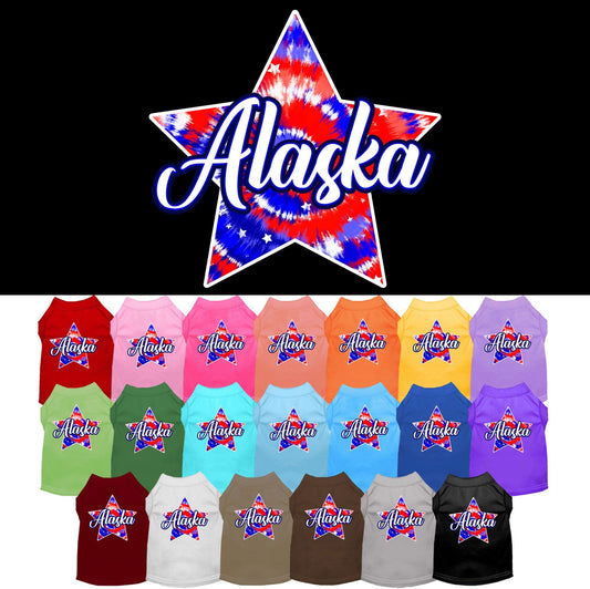 Pet Dog & Cat Screen Printed Shirt for Medium to Large Pets (Sizes 2XL-6XL), "Alaska Patriotic Tie Dye"