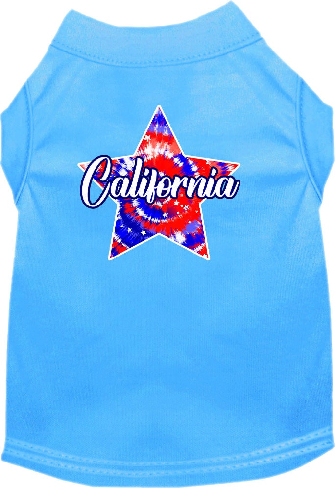 Pet Dog & Cat Screen Printed Shirt for Small to Medium Pets (Sizes XS-XL), "California Patriotic Tie Dye"