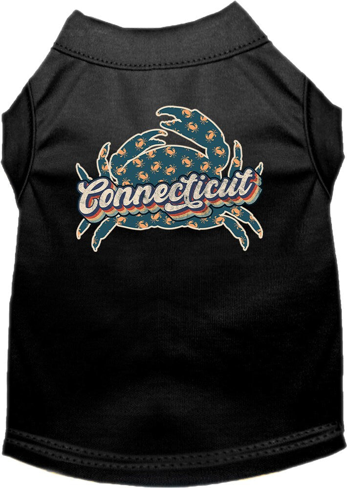 Pet Dog & Cat Screen Printed Shirt for Small to Medium Pets (Sizes XS-XL), "Connecticut Retro Crabs"