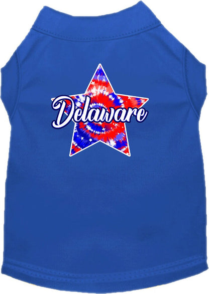 Camiseta serigrafiada para perros y gatos, para mascotas pequeñas y medianas (tallas XS a XL), "Delaware Patriotic Tie Dye"