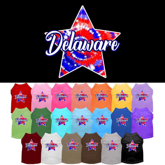 Camiseta serigrafiada para perros y gatos, para mascotas pequeñas y medianas (tallas XS a XL), "Delaware Patriotic Tie Dye"