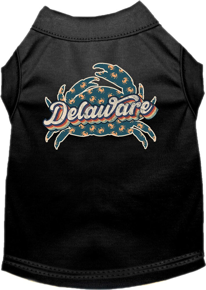 Pet Dog & Cat Screen Printed Shirt for Small to Medium Pets (Sizes XS-XL), "Delaware Retro Crabs"