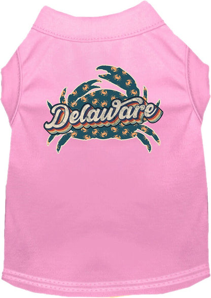 Pet Dog & Cat Screen Printed Shirt for Small to Medium Pets (Sizes XS-XL), "Delaware Retro Crabs"