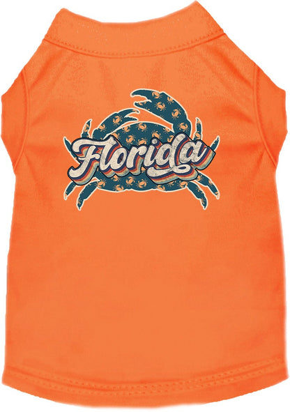 Pet Dog & Cat Screen Printed Shirt for Small to Medium Pets (Sizes XS-XL), "Florida Retro Crabs"