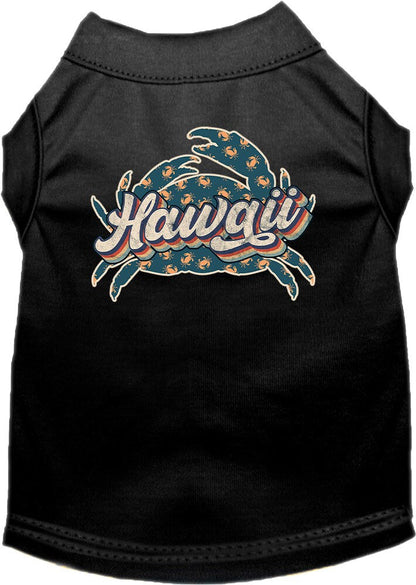 Camiseta serigrafiada para perros y gatos, para mascotas pequeñas y medianas (tallas XS a XL), "Hawaii Retro Crabs"