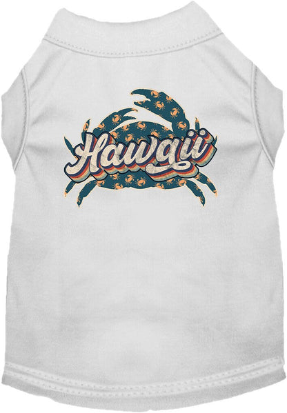 Camiseta serigrafiada para perros y gatos, para mascotas pequeñas y medianas (tallas XS a XL), "Hawaii Retro Crabs"