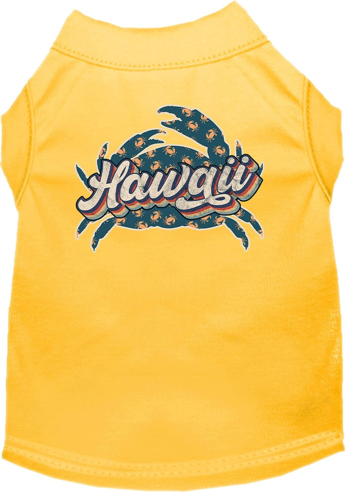 Camiseta serigrafiada para perros y gatos, para mascotas pequeñas y medianas (tallas XS a XL), "Hawaii Retro Crabs"