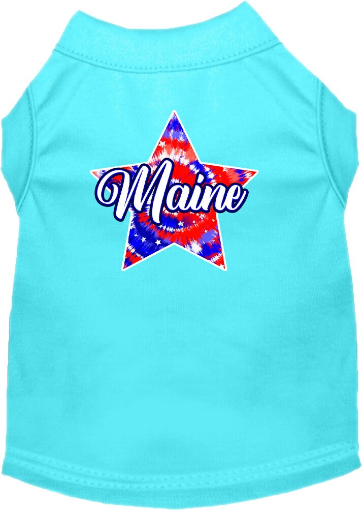 Pet Dog & Cat Screen Printed Shirt for Medium to Large Pets (Sizes 2XL-6XL), "Maine Patriotic Tie Dye"