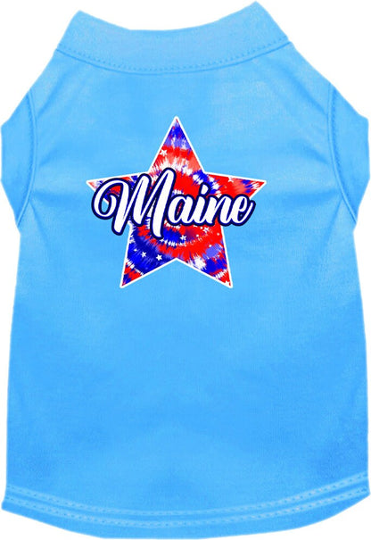 Pet Dog & Cat Screen Printed Shirt for Medium to Large Pets (Sizes 2XL-6XL), "Maine Patriotic Tie Dye"