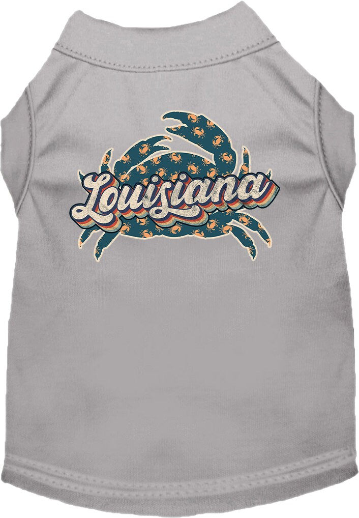 Camiseta serigrafiada para perros y gatos, para mascotas pequeñas y medianas (tallas XS a XL), "Louisiana Retro Crabs"