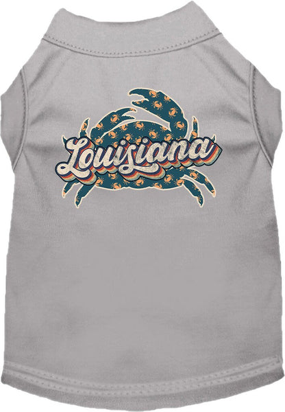 Camiseta serigrafiada para perros y gatos, para mascotas pequeñas y medianas (tallas XS a XL), "Louisiana Retro Crabs"