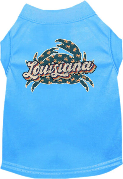 Camiseta serigrafiada para perros y gatos, para mascotas pequeñas y medianas (tallas XS a XL), "Louisiana Retro Crabs"