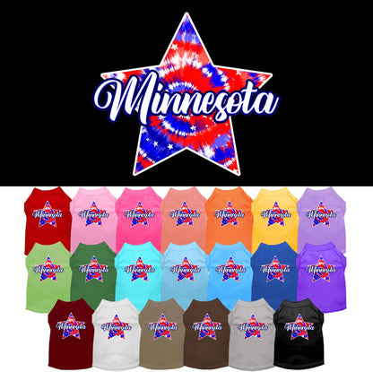 Camiseta serigrafiada para perros y gatos, para mascotas pequeñas y medianas (tallas XS a XL), "Minnesota Patriotic Tie Dye"