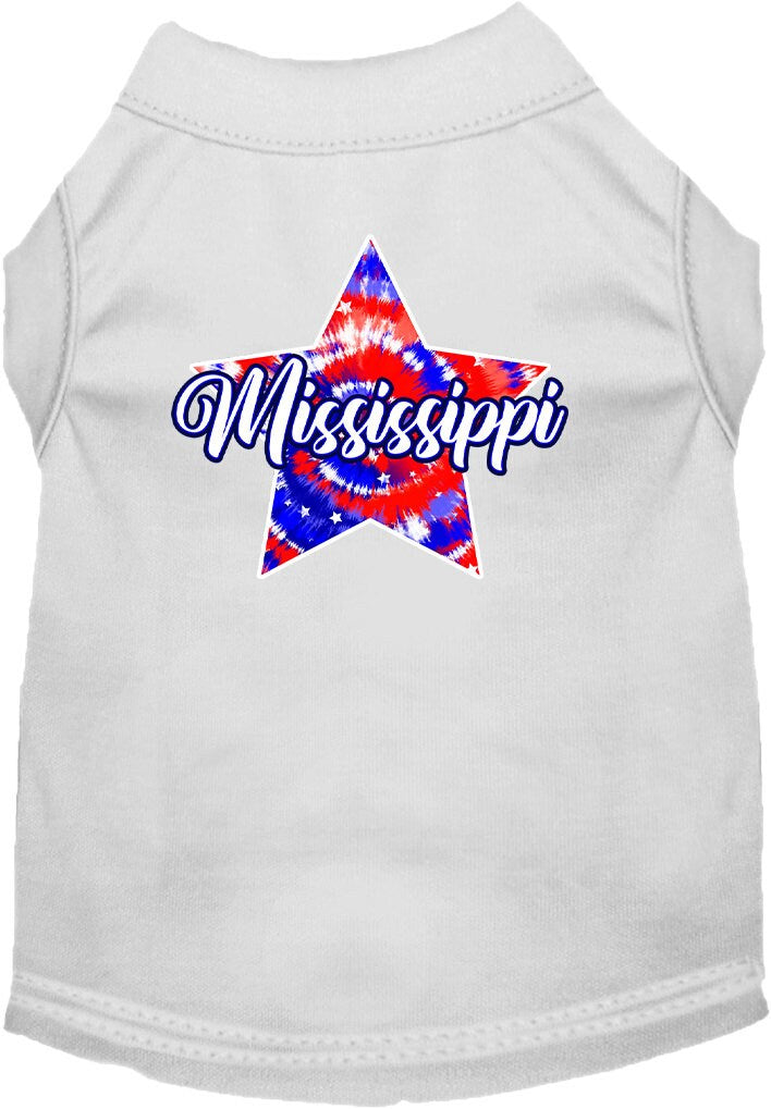 Camiseta serigrafiada para perros y gatos, para mascotas pequeñas y medianas (tallas XS a XL), "Mississippi Patriotic Tie Dye"