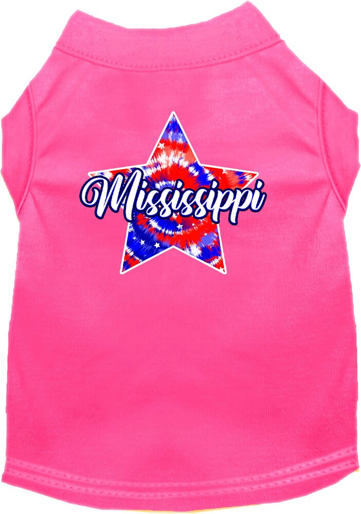 Camiseta serigrafiada para perros y gatos, para mascotas pequeñas y medianas (tallas XS a XL), "Mississippi Patriotic Tie Dye"