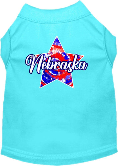 Camiseta serigrafiada para perros y gatos, para mascotas pequeñas y medianas (tallas XS a XL), "Nebraska Patriotic Tie Dye"