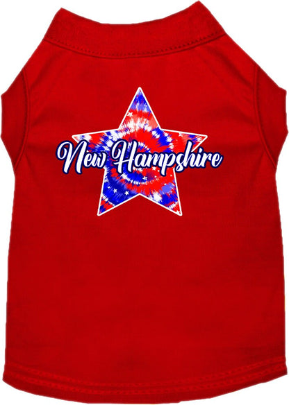 Pet Dog & Cat Screen Printed Shirt for Medium to Large Pets (Sizes 2XL-6XL), "New Hampshire Patriotic Tie Dye"