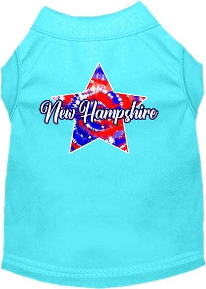 Camiseta serigrafiada para perros y gatos, para mascotas pequeñas y medianas (tallas XS a XL), "New Hampshire Patriotic Tie Dye"