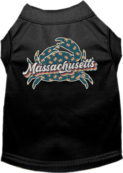 Camiseta serigrafiada para perros y gatos, para mascotas pequeñas y medianas (tallas XS a XL), "Massachusetts Retro Crabs"