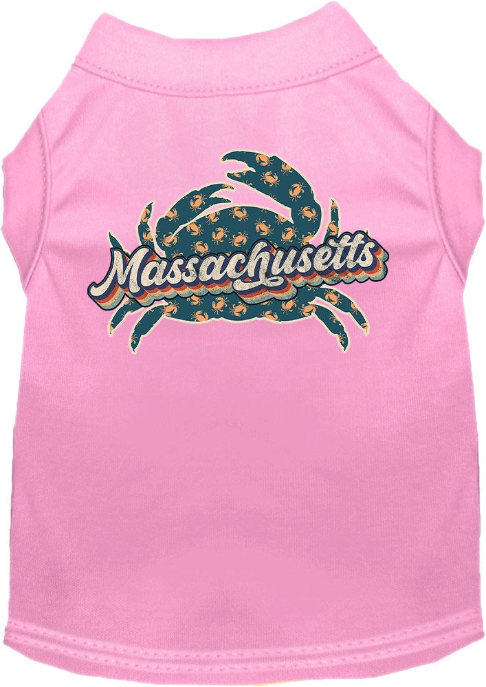 Camiseta serigrafiada para perros y gatos, para mascotas pequeñas y medianas (tallas XS a XL), "Massachusetts Retro Crabs"