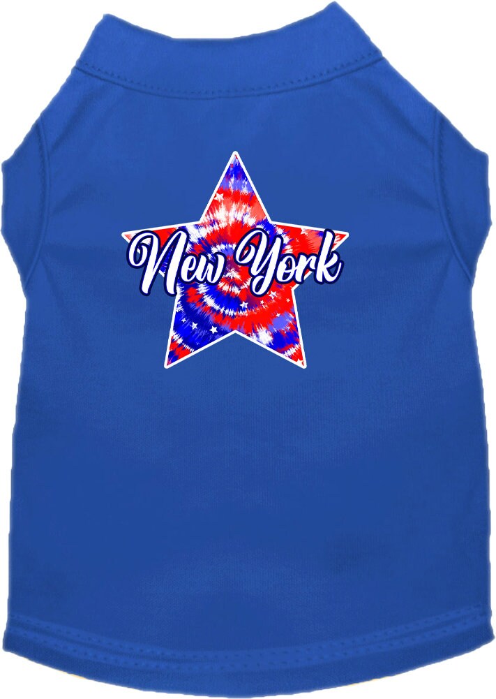 Camiseta serigrafiada para perros y gatos, para mascotas pequeñas y medianas (tallas XS a XL), "New York Patriotic Tie Dye"