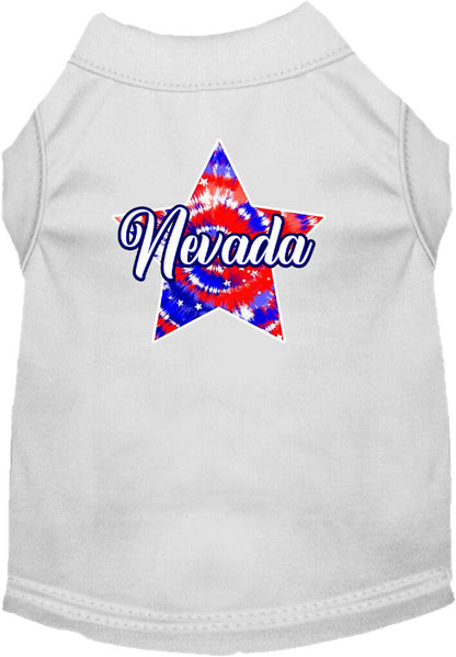 Camiseta serigrafiada para perros y gatos, para mascotas pequeñas y medianas (tallas XS a XL), "Nevada Patriotic Tie Dye"