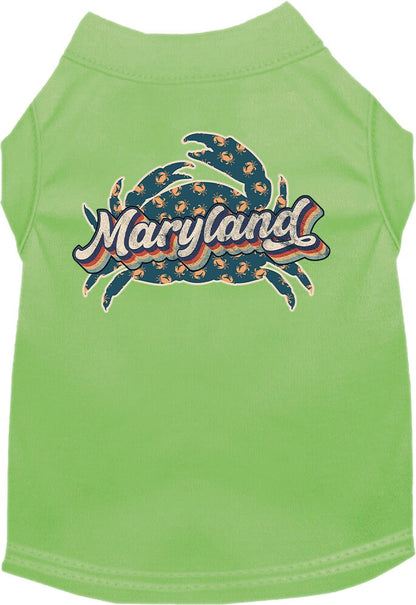 Camiseta serigrafiada para perros y gatos, para mascotas pequeñas y medianas (tallas XS a XL), "Maryland Retro Crabs"