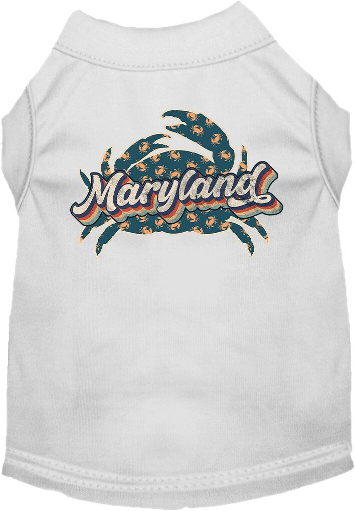 Camiseta serigrafiada para perros y gatos, para mascotas pequeñas y medianas (tallas XS a XL), "Maryland Retro Crabs"