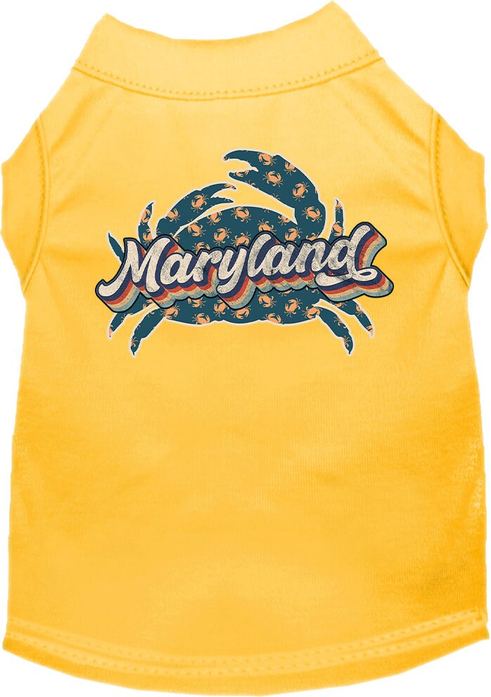 Camiseta serigrafiada para perros y gatos, para mascotas pequeñas y medianas (tallas XS a XL), "Maryland Retro Crabs"