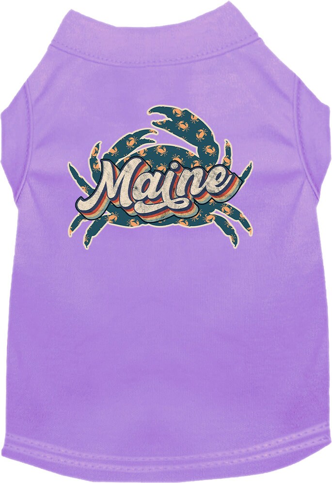 Camiseta serigrafiada para perros y gatos, para mascotas pequeñas y medianas (tallas XS a XL), "Maine Retro Crabs"