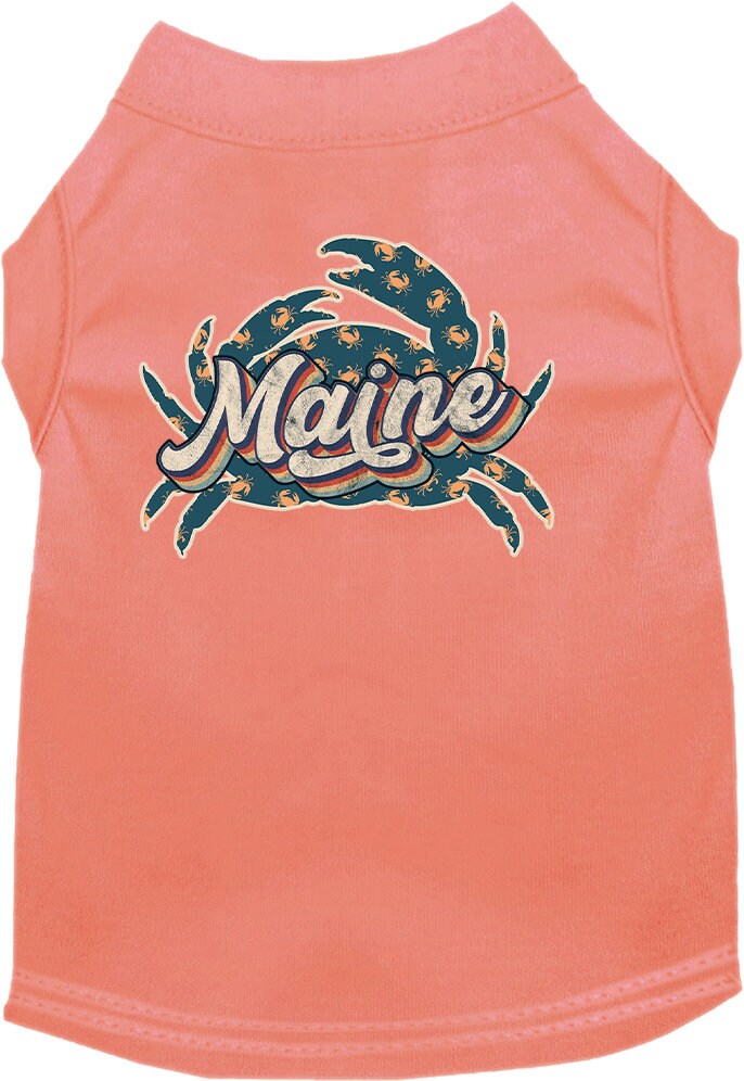 Camiseta serigrafiada para perros y gatos, para mascotas pequeñas y medianas (tallas XS a XL), "Maine Retro Crabs"