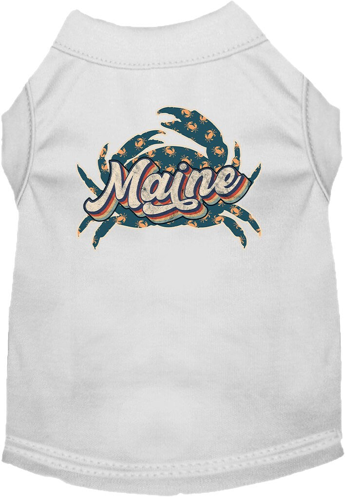 Camiseta serigrafiada para perros y gatos, para mascotas pequeñas y medianas (tallas XS a XL), "Maine Retro Crabs"