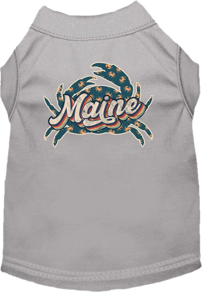 Camiseta serigrafiada para perros y gatos, para mascotas pequeñas y medianas (tallas XS a XL), "Maine Retro Crabs"