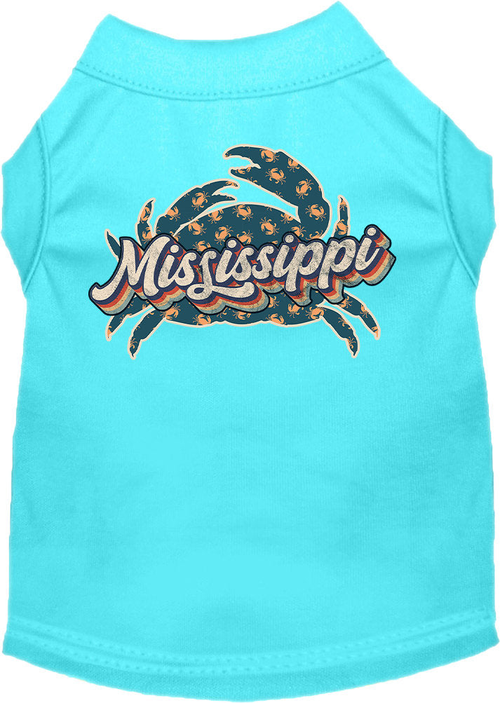 Camiseta serigrafiada para perros y gatos, para mascotas pequeñas y medianas (tallas XS a XL), "Mississippi Retro Crabs"