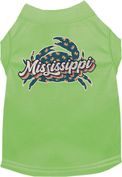 Camiseta serigrafiada para perros y gatos, para mascotas pequeñas y medianas (tallas XS a XL), "Mississippi Retro Crabs"